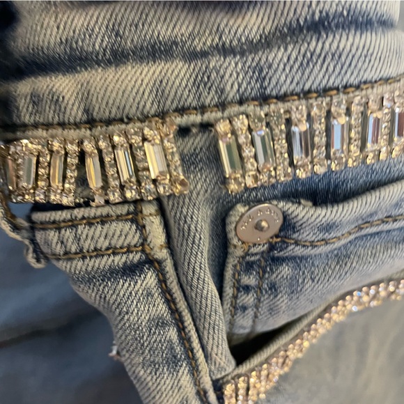 Rag & Bone Andi Embellished Ankle-Length Wide-Leg Jeans in Pacific With Jewel - Picture 15 of 16